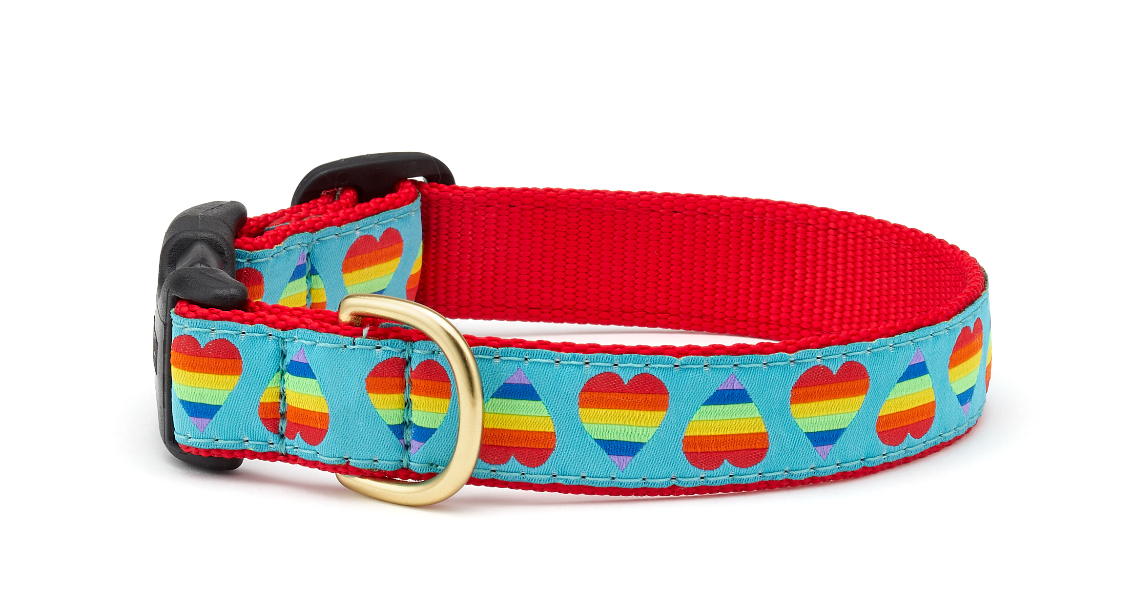 Dog Collars 1" Wide Rainbow Hearts Clip Buckle Collar